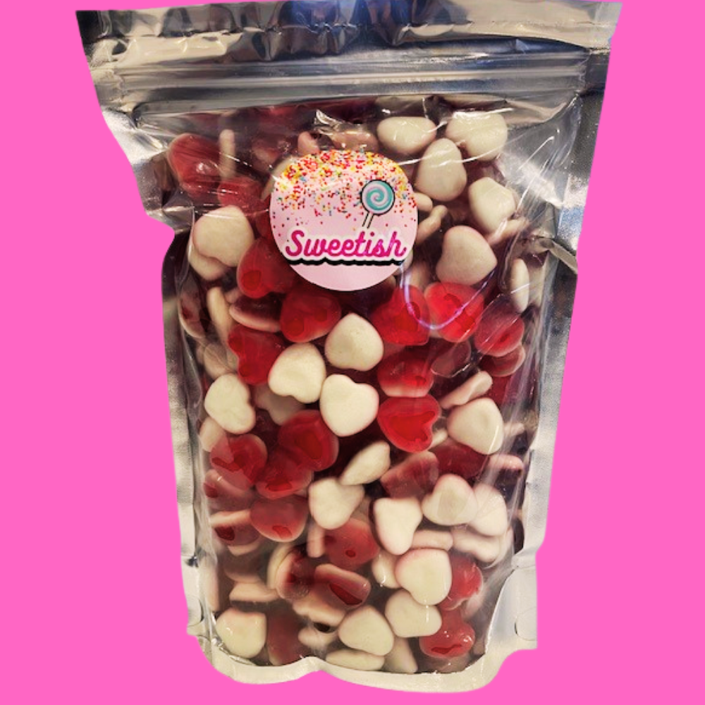 Red & White Gummy Hearts 1 Kg Pouch- Perfect for Sharing.